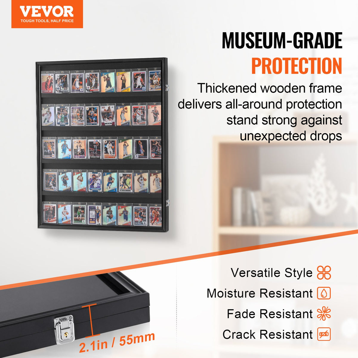 35 Graded Sports Card Display Case, 24.3x30.5x2.1 In, Baseball Card