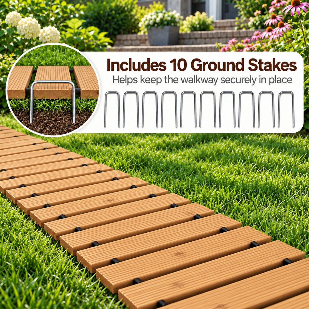 Roll-out Wooden Walkway Mat, 1.5 Cm Thick Portable Garden Pathway