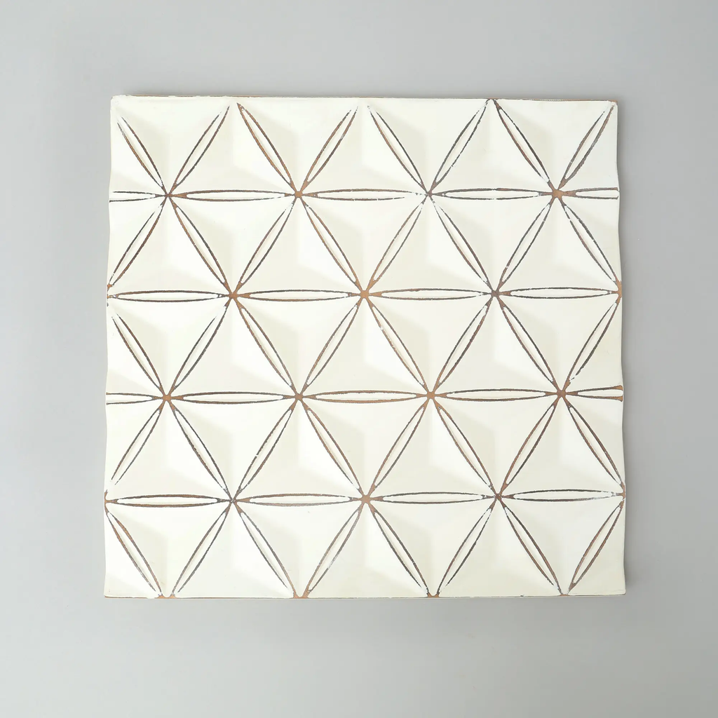 White Square Shape Handcrafted MDF Wall Decor 16inchx16inch Elegant