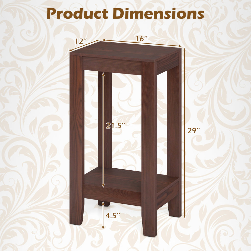 Tall Wooden Sofa End Table Side Table