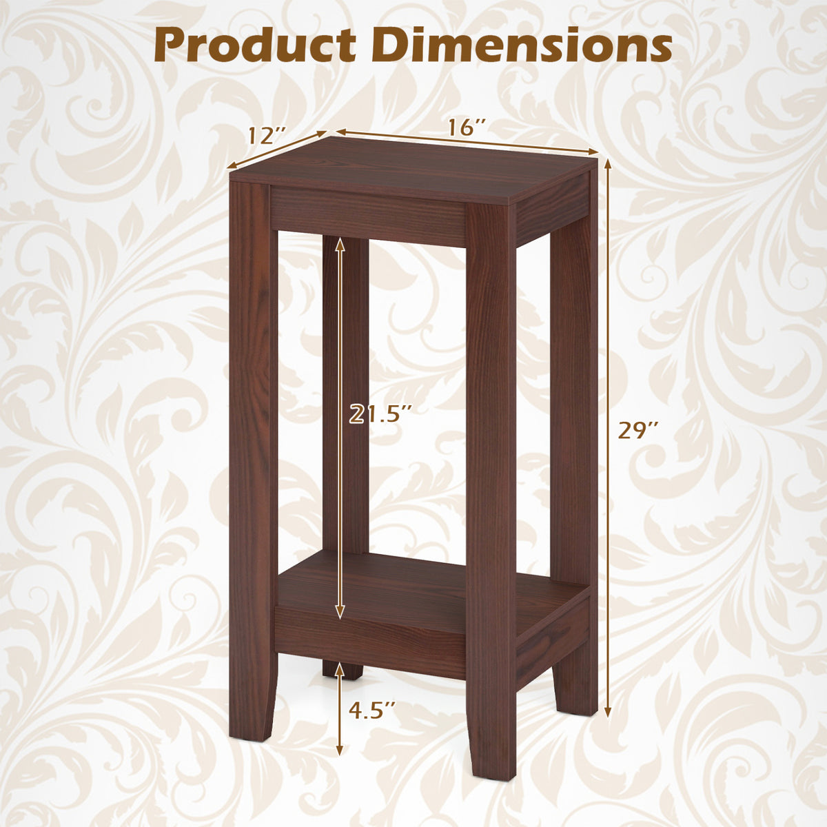 Tall Wooden Sofa End Table Side Table