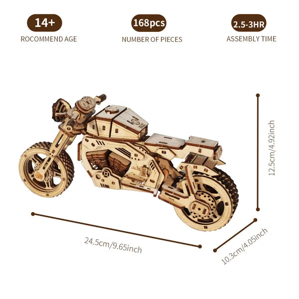 3D Wooden Puzzle Kit, Motorcycle