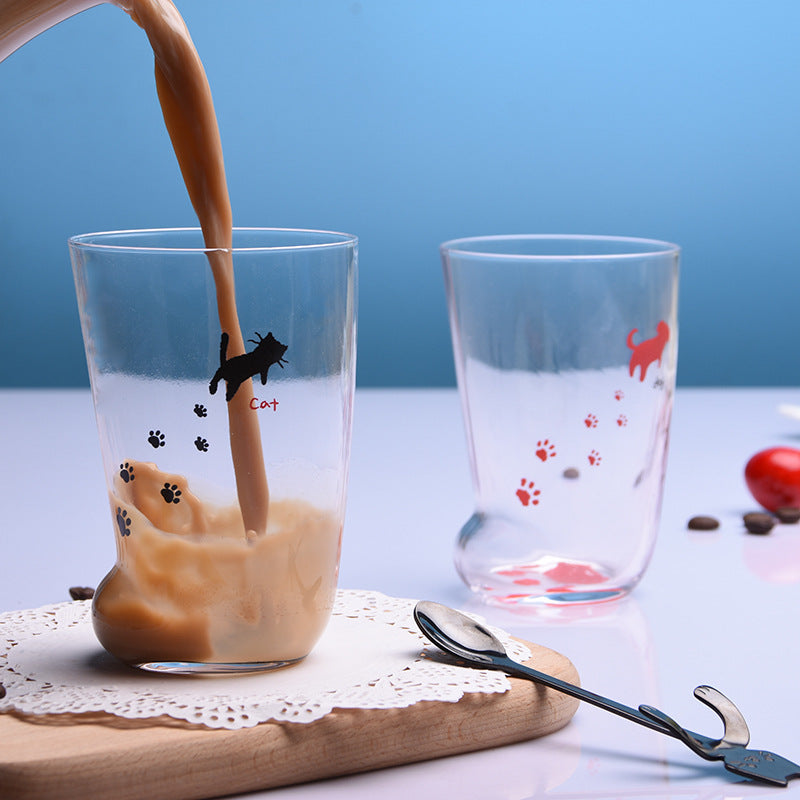 Creative Cute Cat Paws Glass Tiger Paws Mug Office Coffee Mug Tumbler