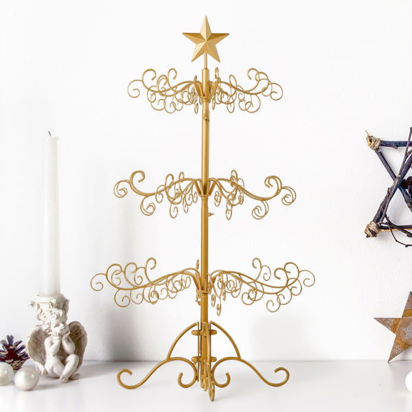3ft Wrought Iron Christmas Tree, Metal Ornament Display Tree Stand