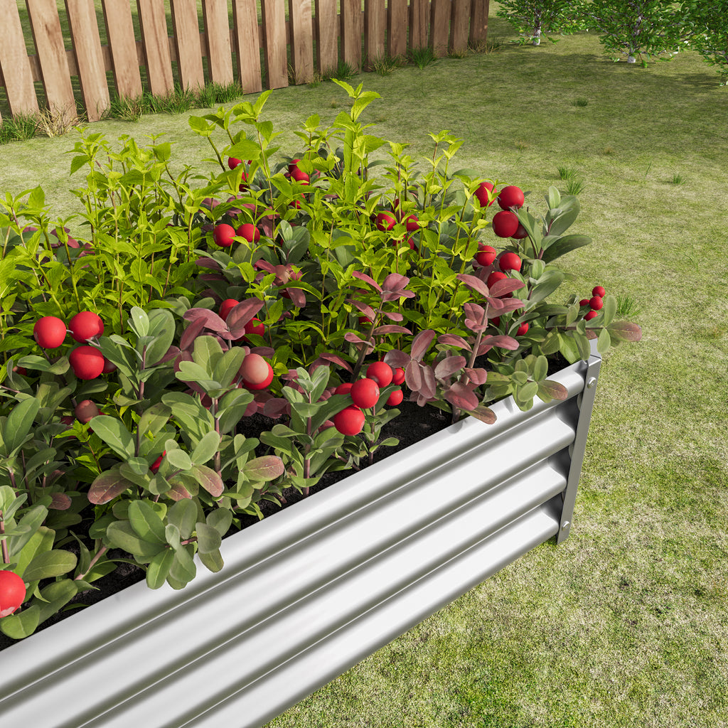 2PCS Silver 4×2×1ft Metal Raised Garden Bed, Rectangle Raised Planter