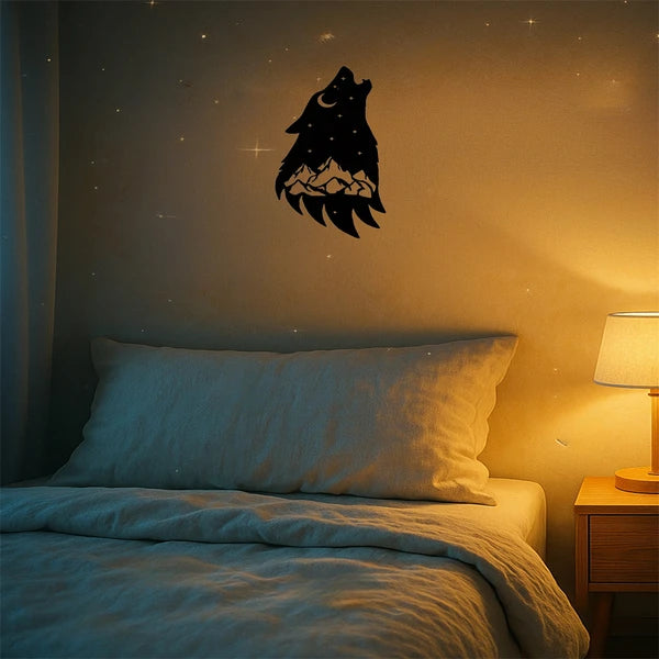 Gothic Howling Wolf Metal Wall Art Black Dark Academia Decor For Living