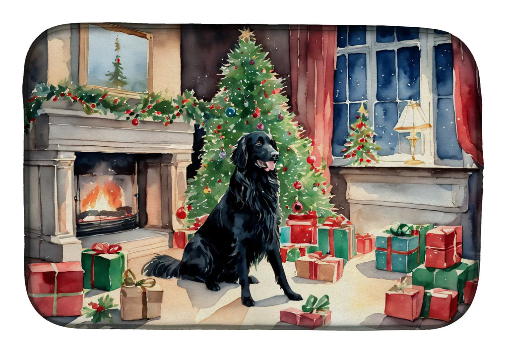 Flat-coated Retriever Cozy Christmas Dish Drying Mat Absorbent Dish