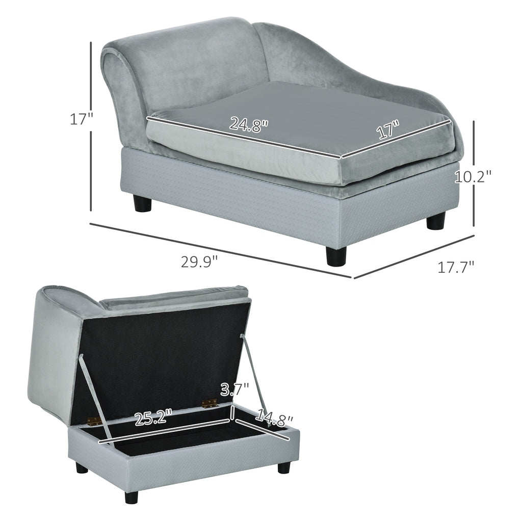 Luxury Fancy Dog Couch With Hidden Storage, Small Dog Sofa Bed With 2"
