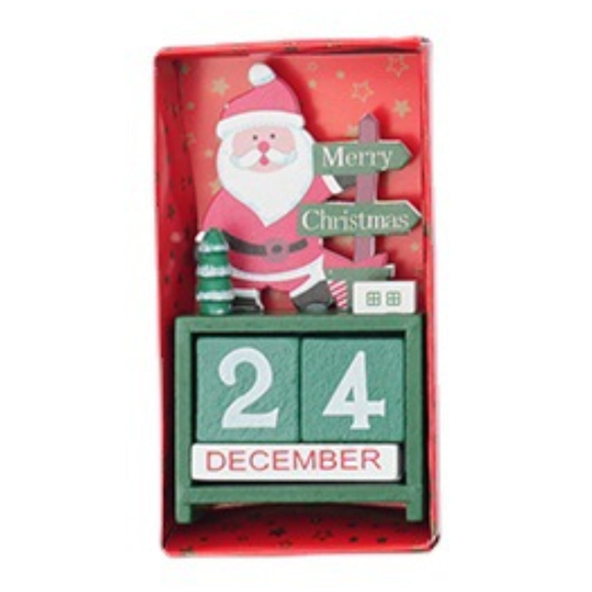 Xmas Desk Calendar Desktop Decoration Tabletop Number Date Wooden
