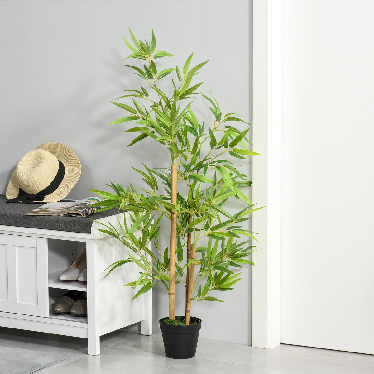 Artificial Bamboo Tree, 4ft Fake Tree With Realistic Leaf And Natural