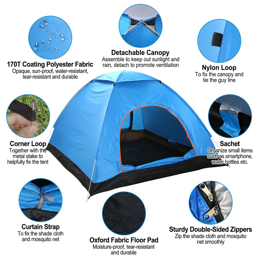 1Pc 4 Persons Camping Waterproof Tent Instant Setup Tent With Mosquito
