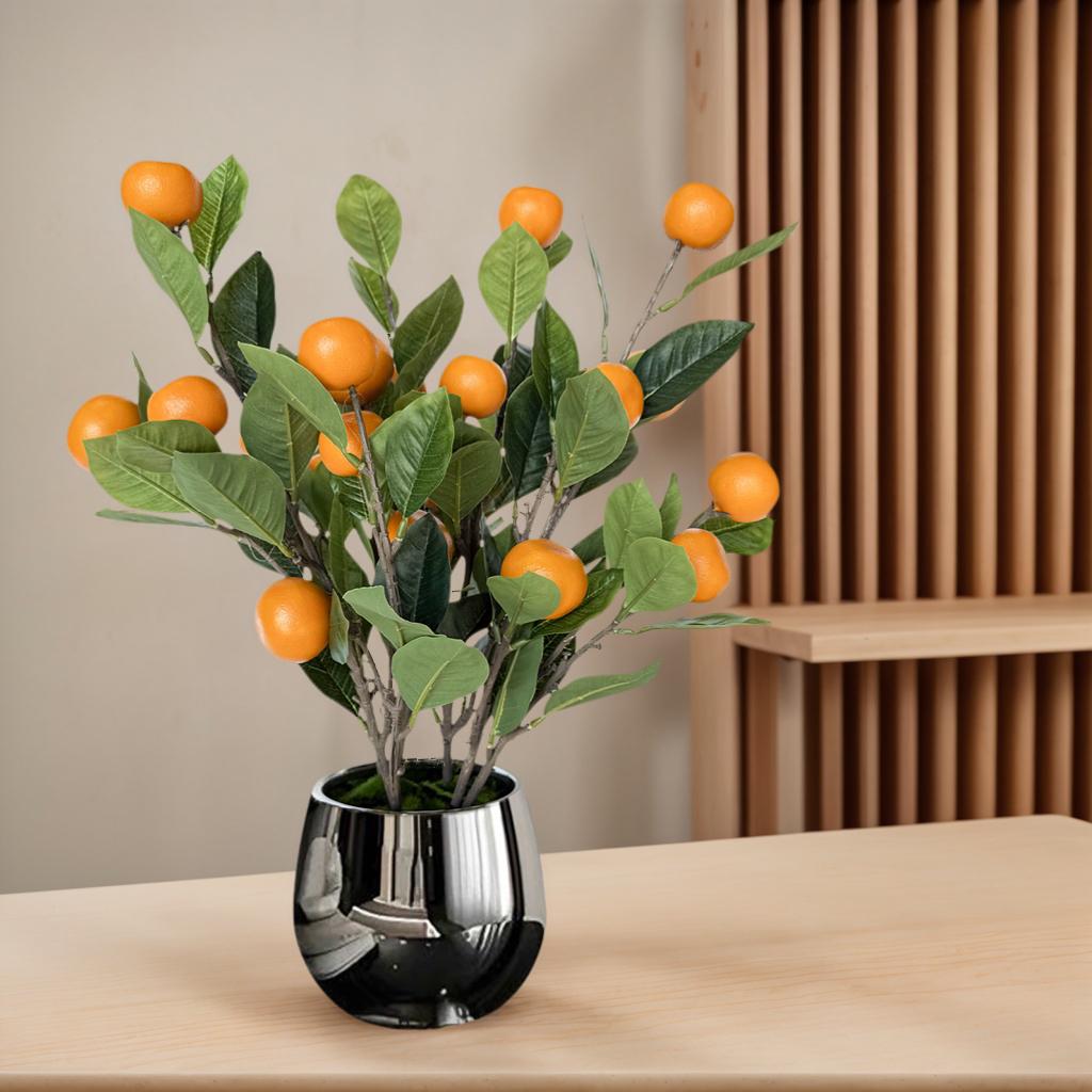 Artificial Orange Tree With Silver Planter Faux Fruit Tree Home Decor