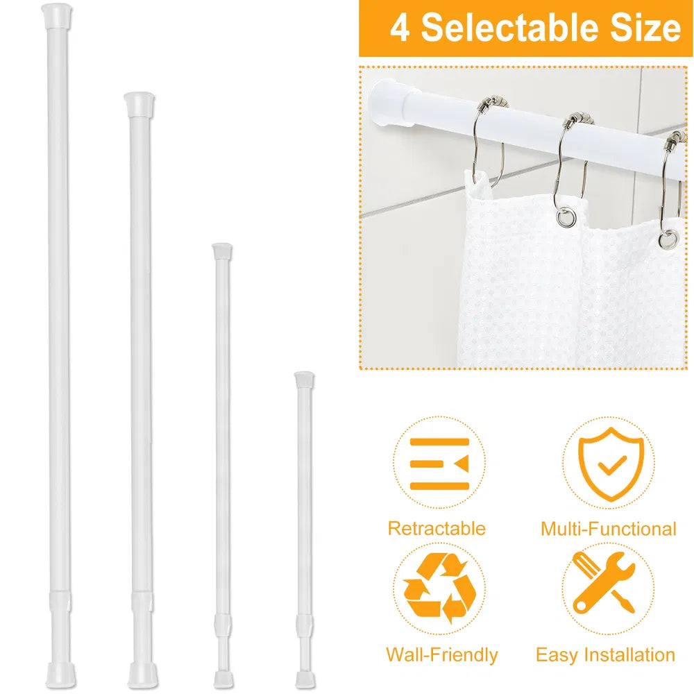 Heavy Duty Tension Curtain Rod, Non-slip Carbon Steel Spring Loaded
