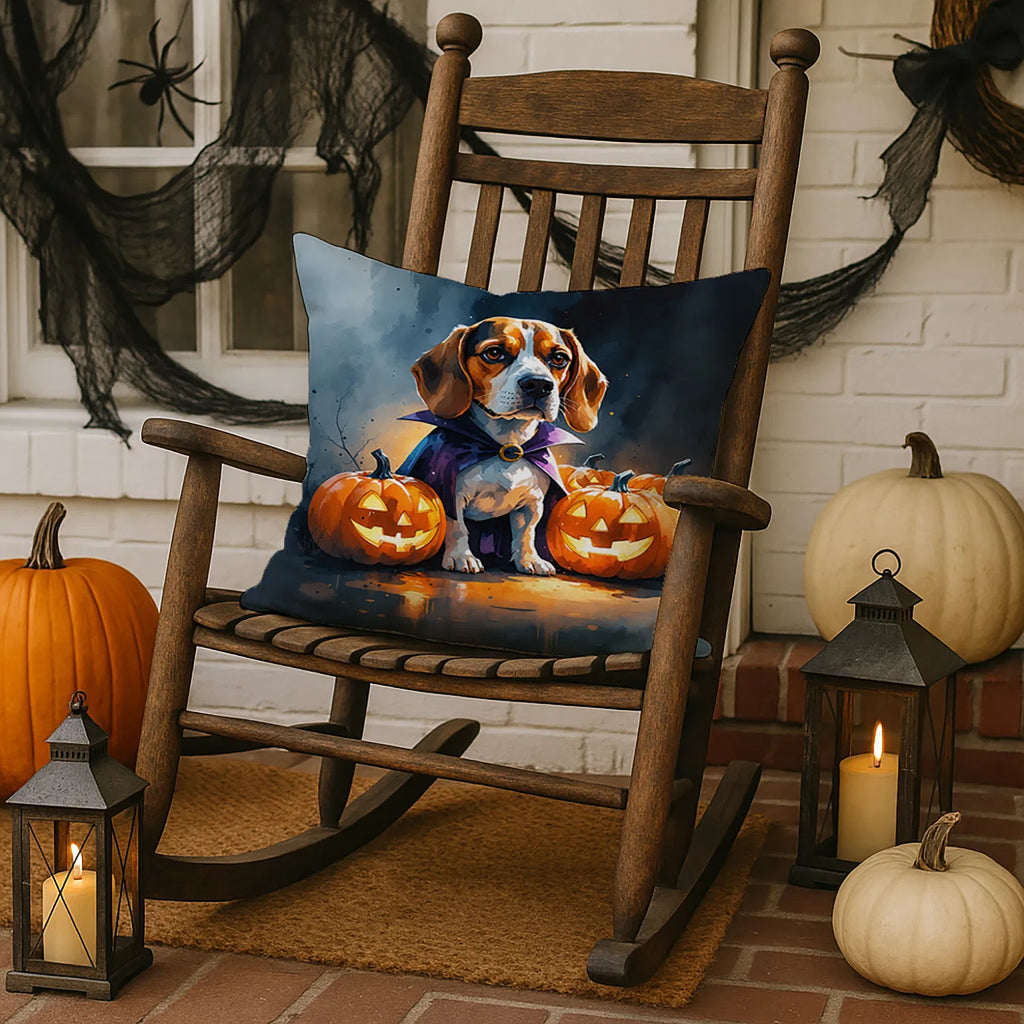 Beagle Puppy Halloween Throw Pillow Machine Washable, Indoor Outdoor