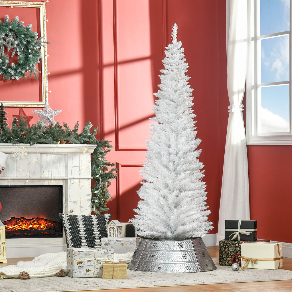 6ft White Christmas Tree, Slim Xmas Tree With Full Appearance, PVC 390