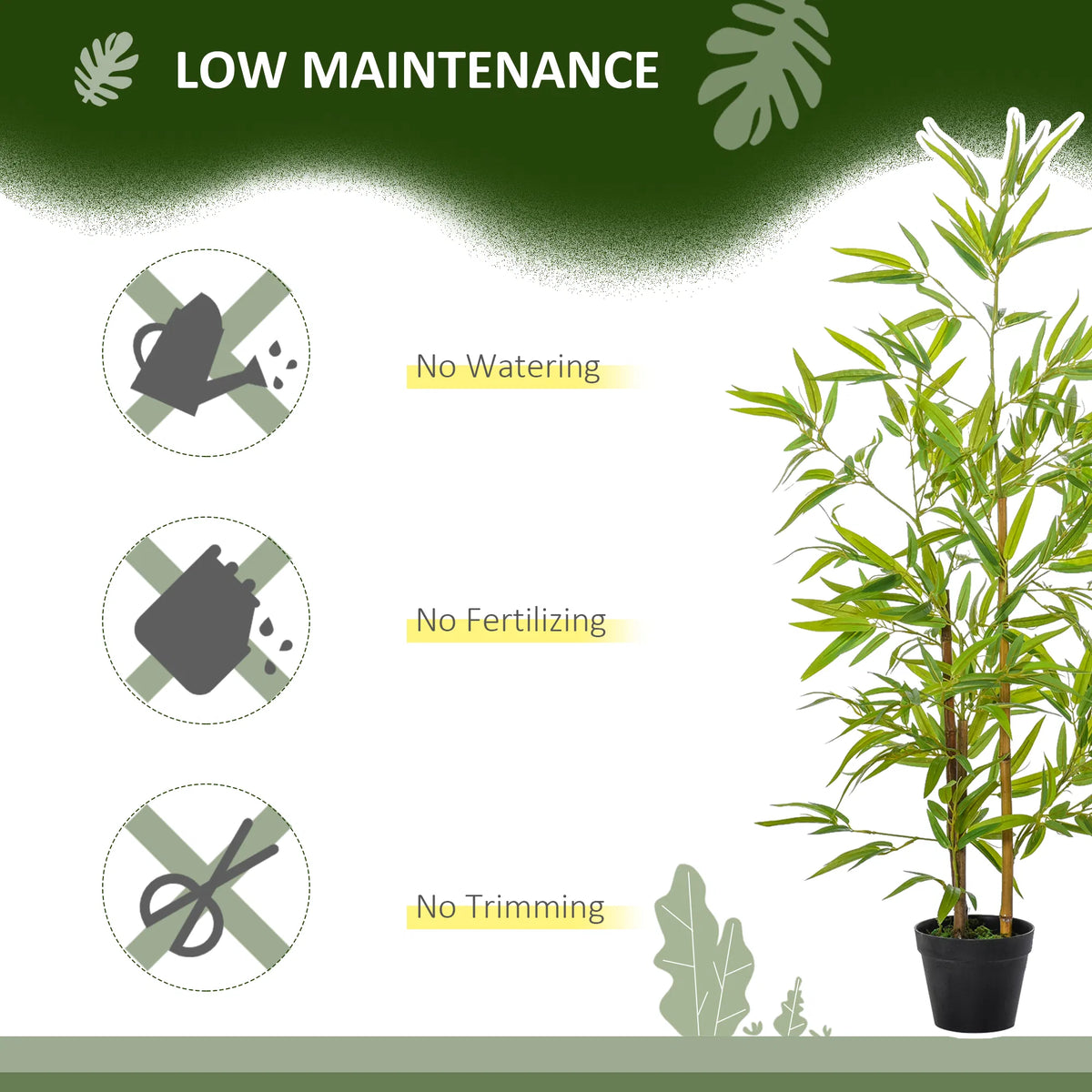 Artificial Bamboo Tree, 4ft Fake Tree With Realistic Leaf And Natural