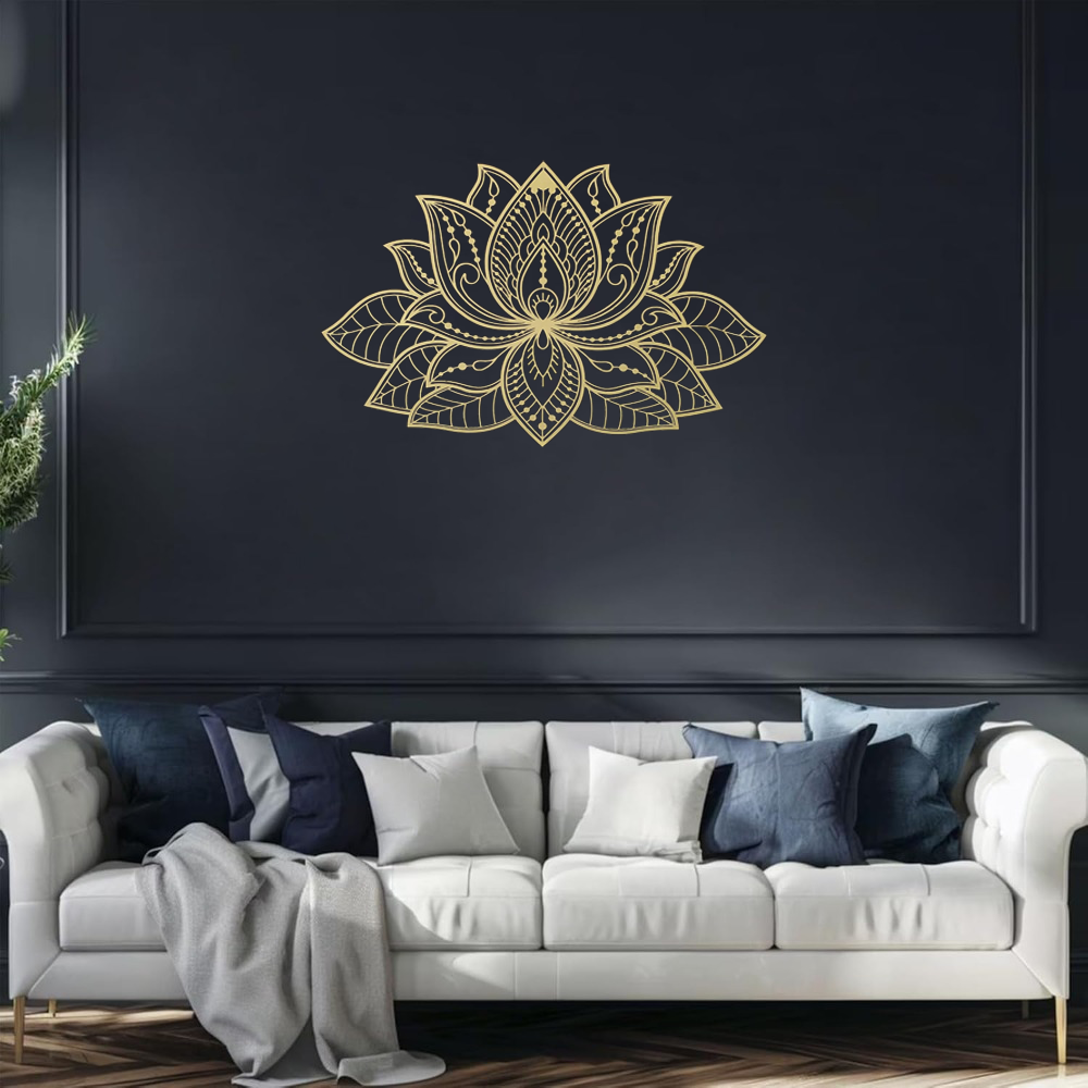 Radiant Lotus Mandala Metal Wall Art - Zen Bohemian Decor For Living