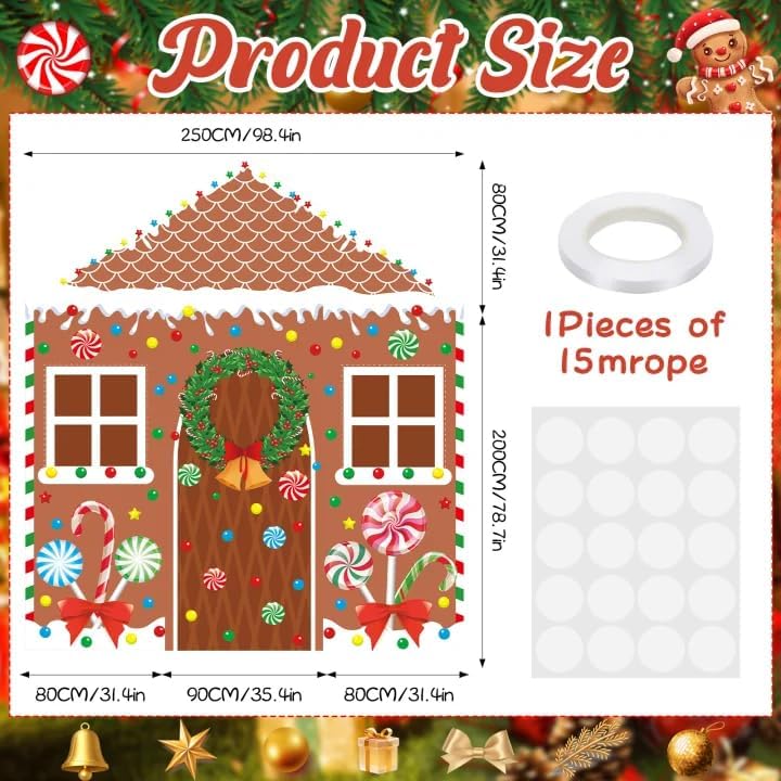 4 Pcs Christmas Gingerbread House Door Cover Decorations Gingerbread
