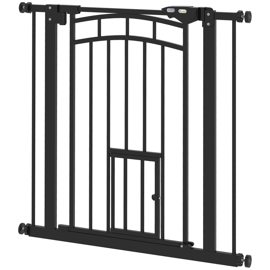 Auto-close Pet Gate, Stair Gate With Cat Door, Double Locking