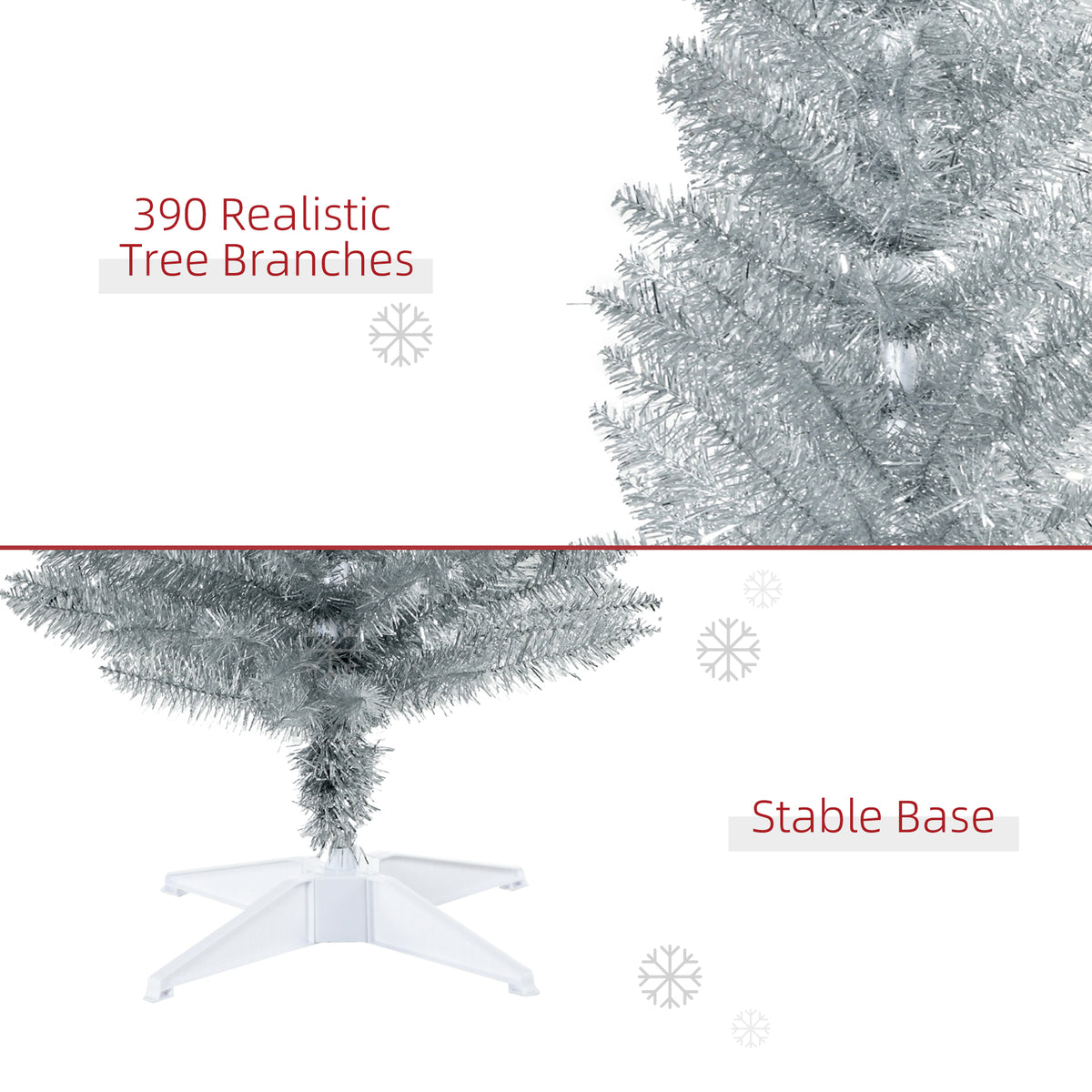 6' Artificial Pencil Christmas Tree, Slim Xmas Tree With 390 Realistic