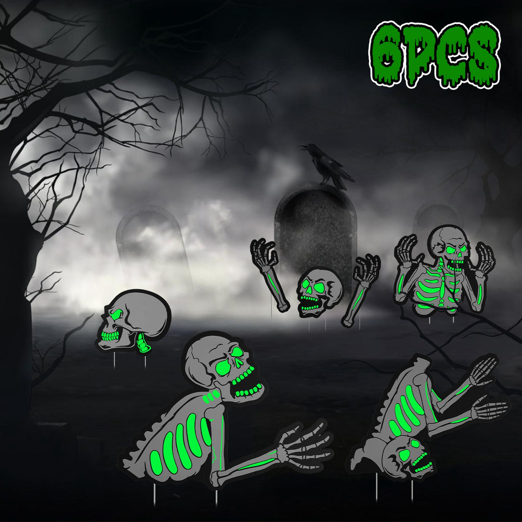 6Pcs Skull Or 6Pcs Tomb Or 5Pcs Black Cat Halloween Yard Sign