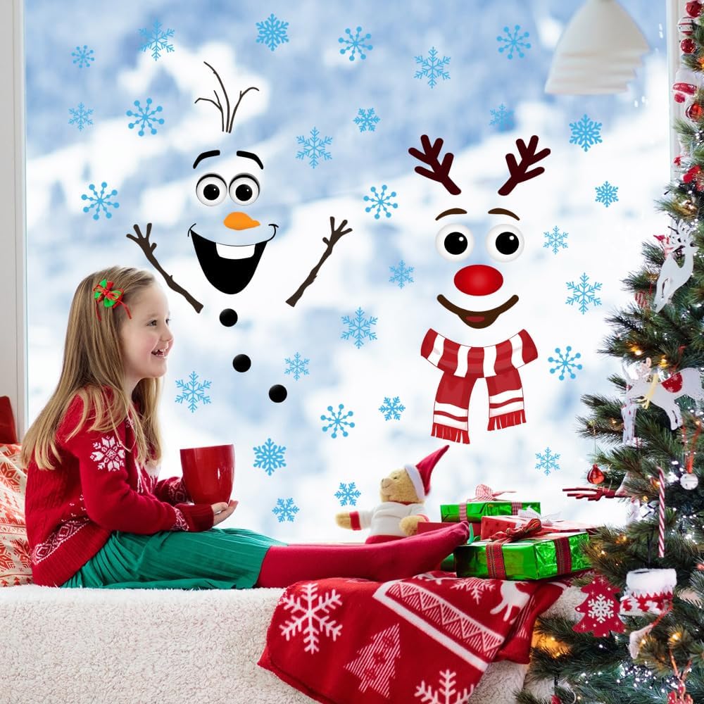 Christmas Door Decorations, Snowman Wall Stickers For Windows & Doors