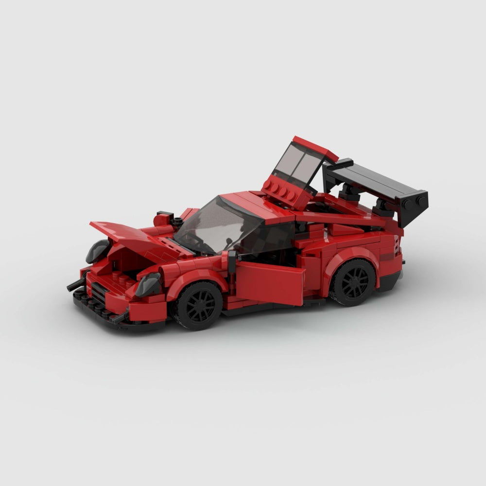374PCS Red Sports Car MOC Building Blocks Porsche 911GT3 RS
