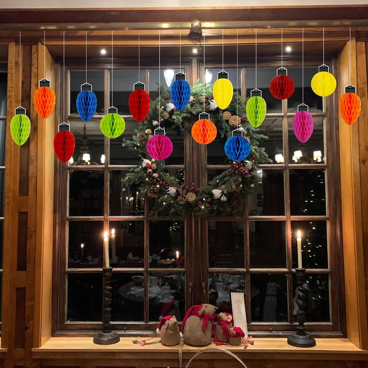 16 Pcs Christmas Honeycomb Hanging Decorations, Paper Ball Ornaments