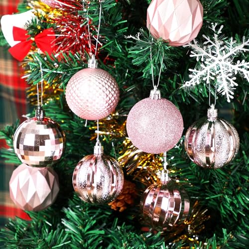 24PCSPink Christmas Ball Ornaments, 60mm Shatterproof Tree Decorplastic
