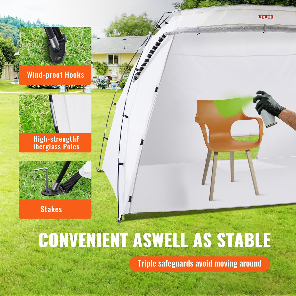 Vevor Portable Paint Booth, Larger Spray Paint Tent With Built-in Floor