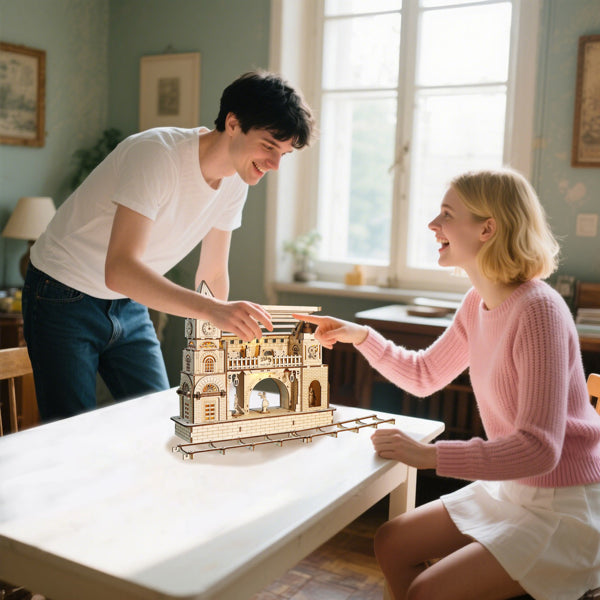 3D Wooden Puzzle Railway Station Model Kits To Build Wooden