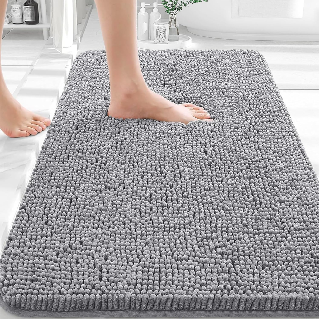 Bathroom Rugs Extra Soft Absorbent Chenille Bath Rugs Rubber Backing
