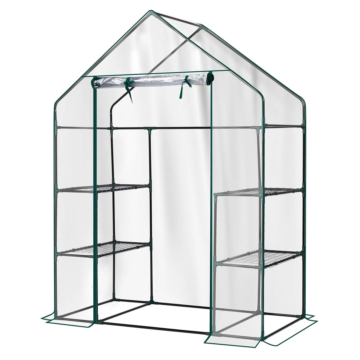 Mini Walk-in Greenhouse With PVC Cover, 4-Shelf Indoor Outdoor Plant