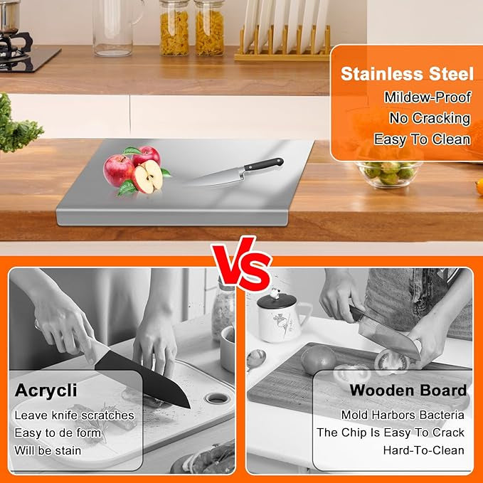 Stainless Steel Cutting Board For Kitchen - Large 304 Chopping Boards