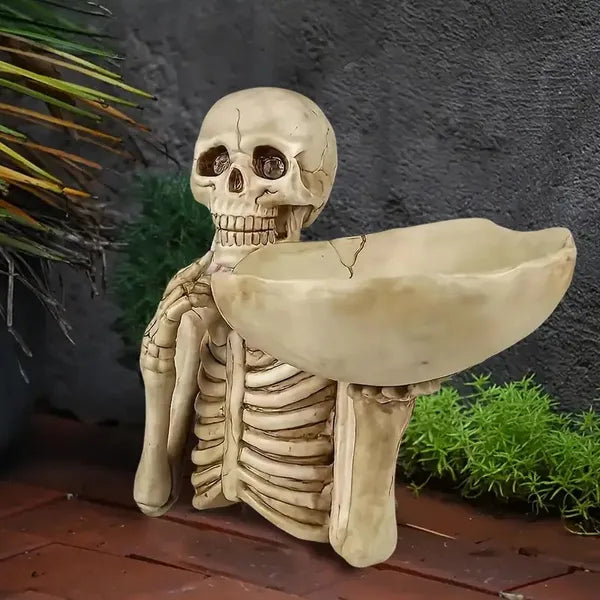 Skull Tray Ornament With Bowl Unique Skeleton Design For Indoor