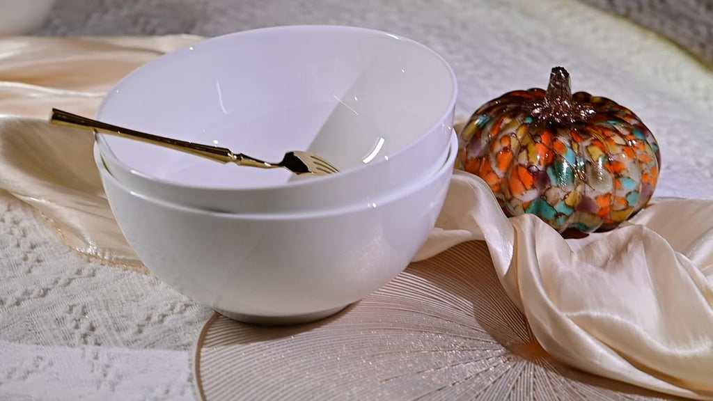 Lily Bone China Dinnerware Set, 2 Pieces, 8-inch White Large Deep