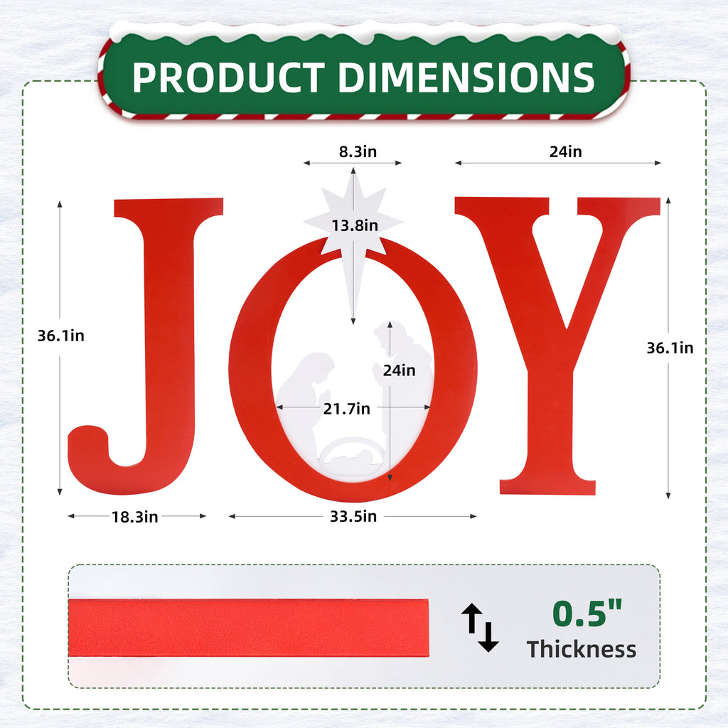 Joy Nativity Scene Outdoor Christmas Sign, Star Silhouette, 3 Piece