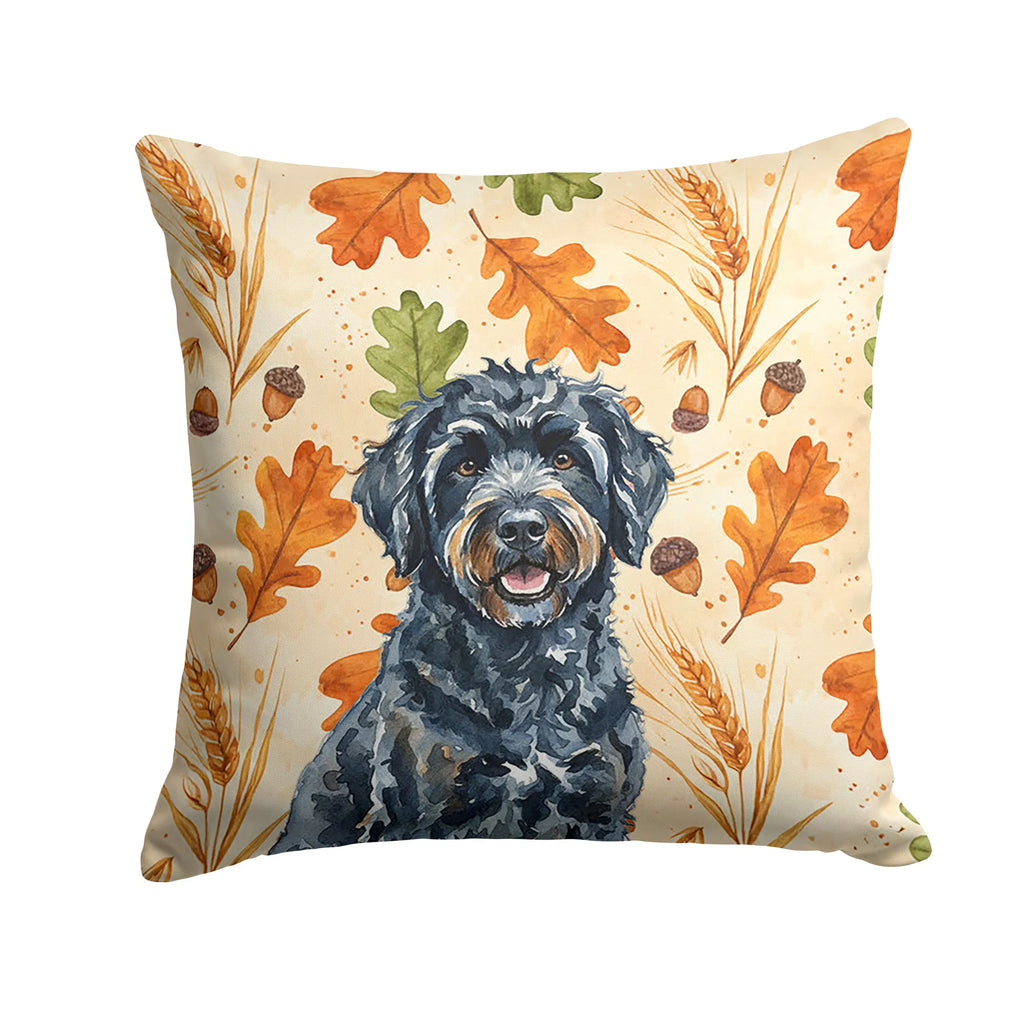Black Portuguese Water Dog Heirloom Fall Throw Pillow Decorative Indoor