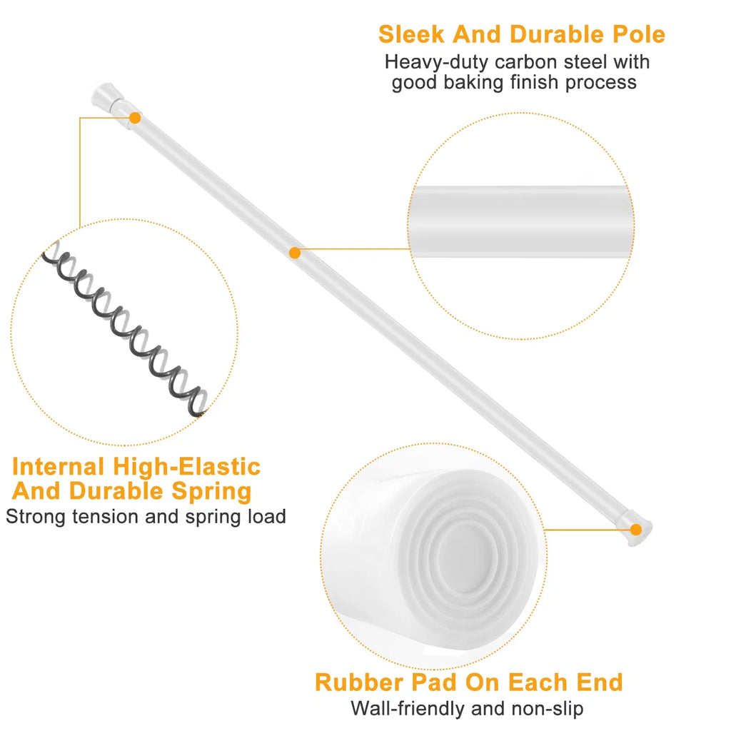 Tension Curtain Rod Spring Load Adjustable Curtain Pole Heavy-duty