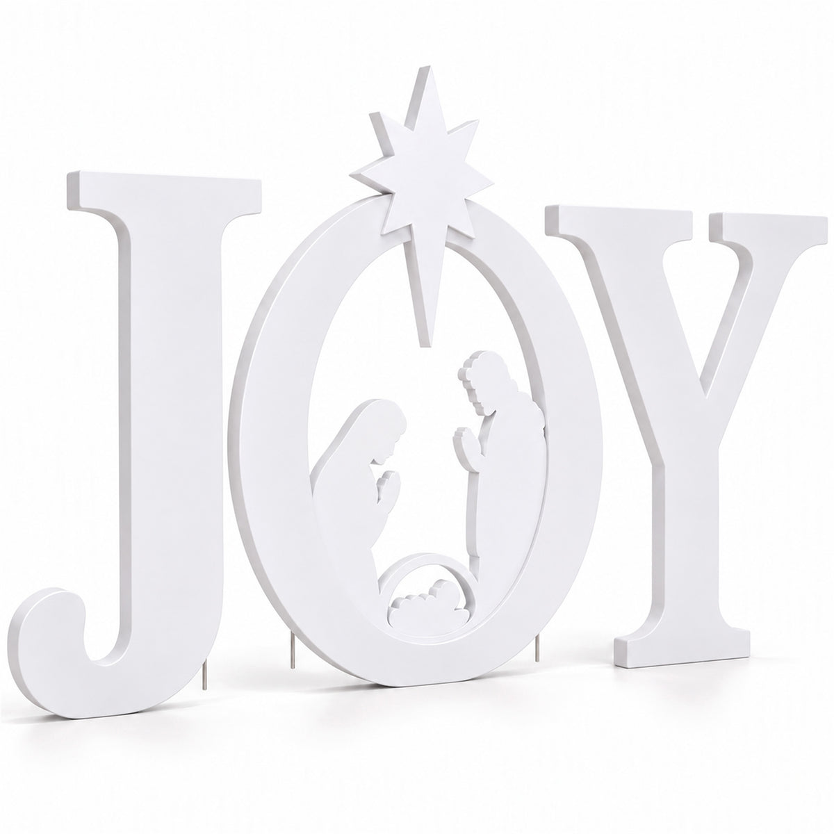 Joy Nativity Scene Outdoor Christmas Sign, Star Silhouette, 3 Piece