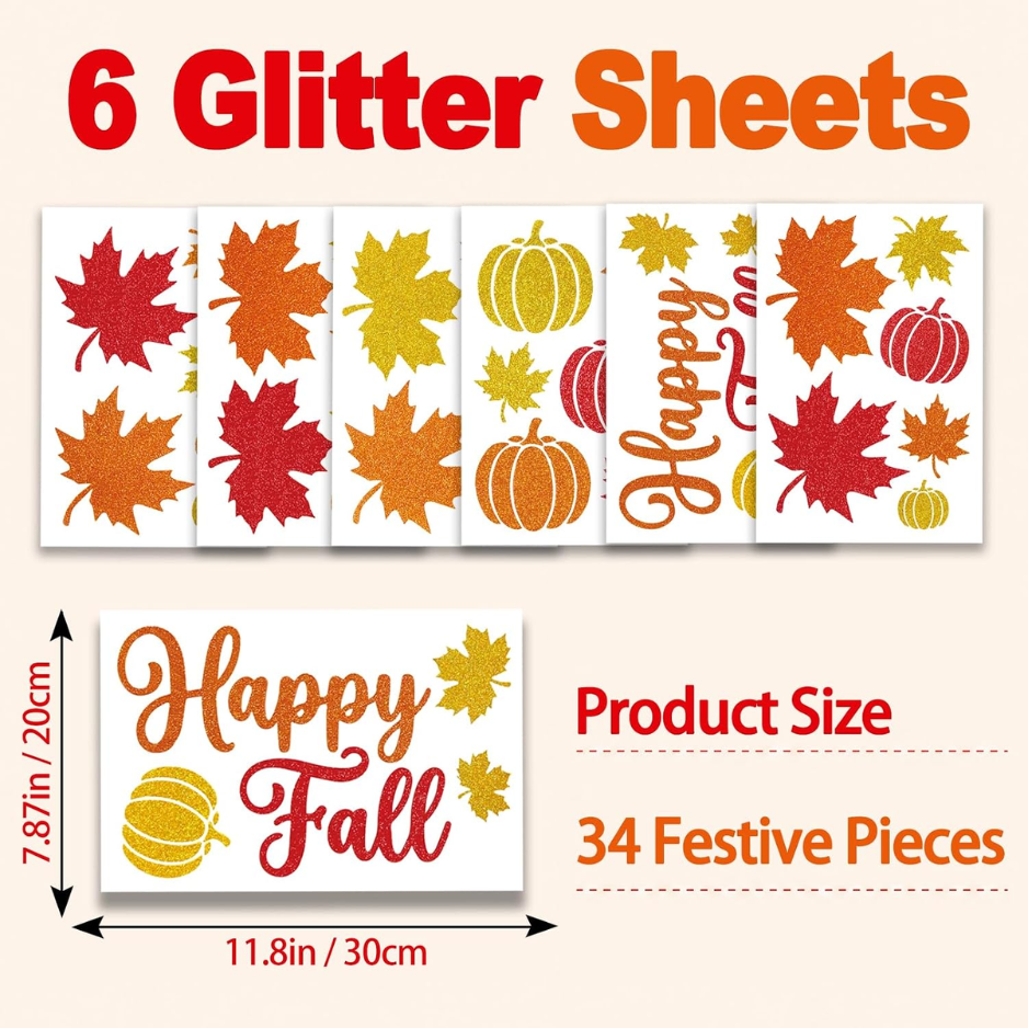 Fall Window Clings Autumn Thanksgiving Window Stickers Decals Decor 6