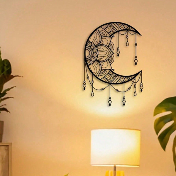 Mandala Moon Wall Art Iron Wall Hanging For Yoga Meditation Room Decor