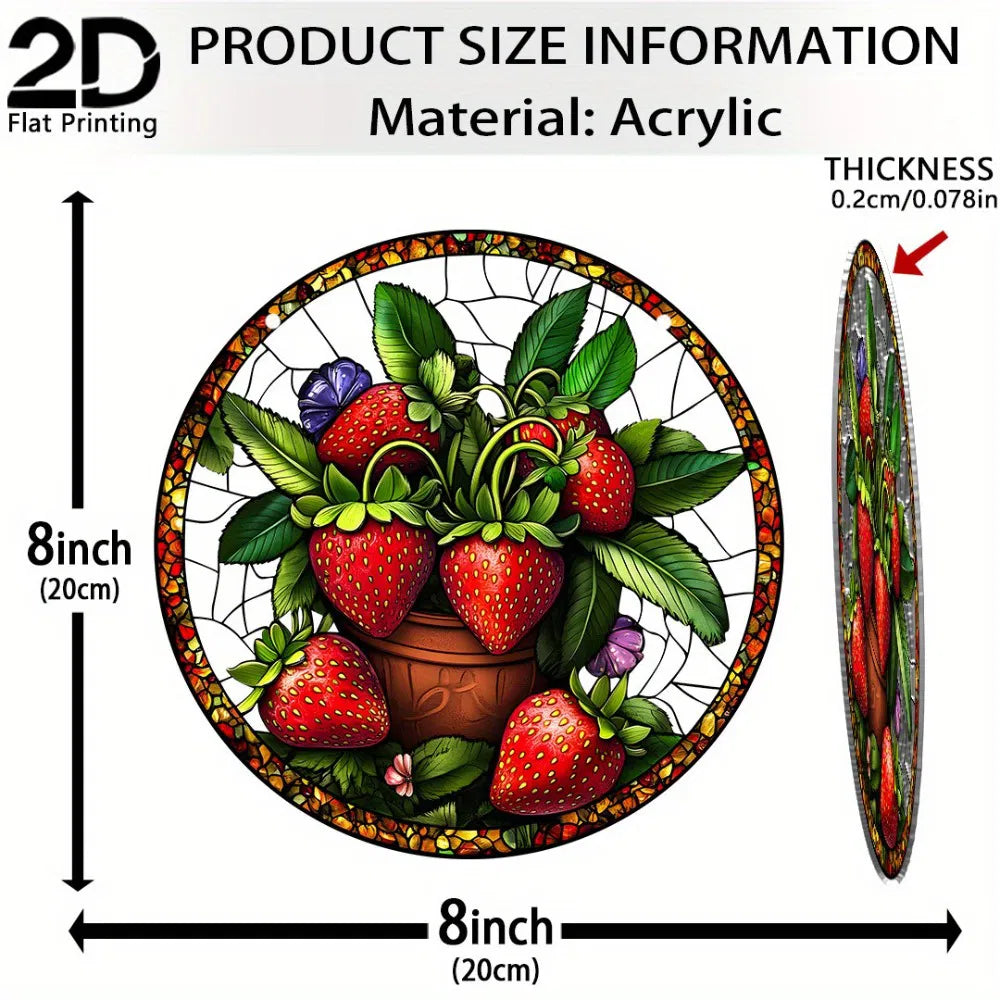 Acrylic Strawberry Hanging Decor Colorful Window Wall Art Garden