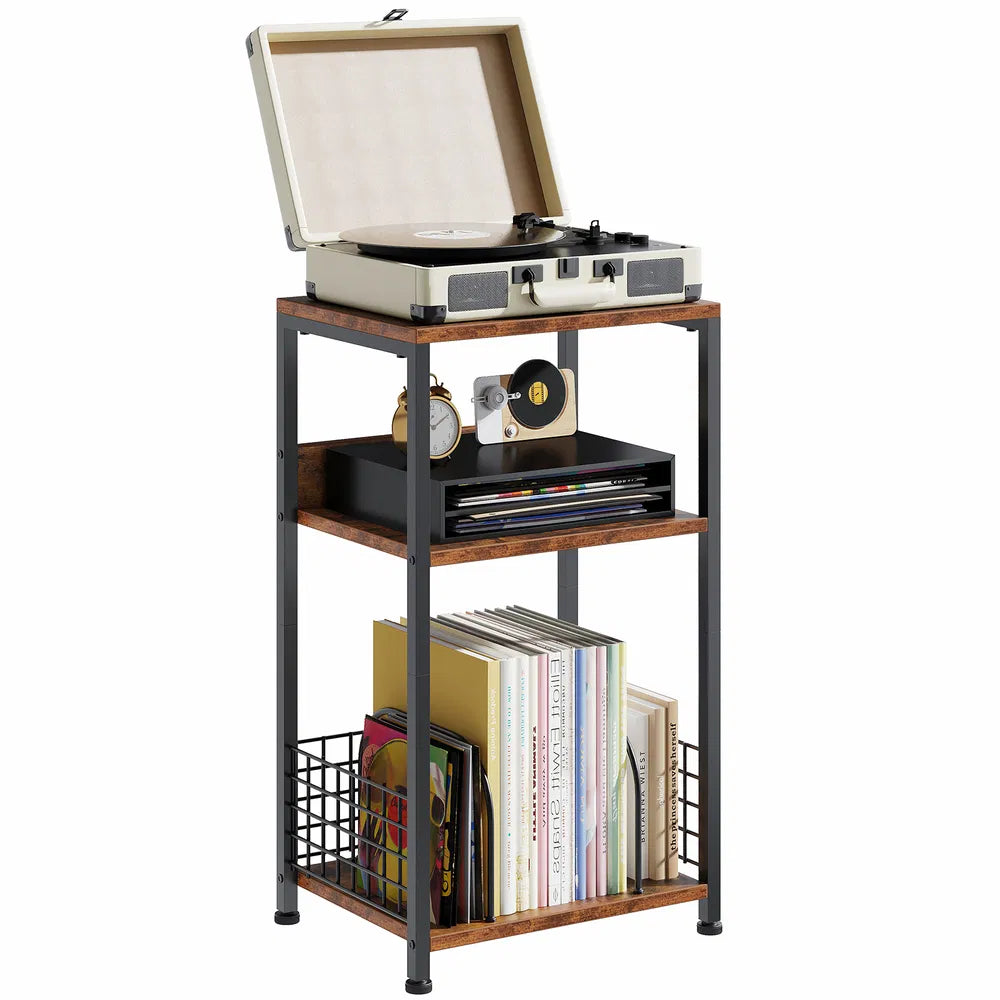 3-Tier Turntable Stand With Vinyl Storage For 100 Albums, Combined CD