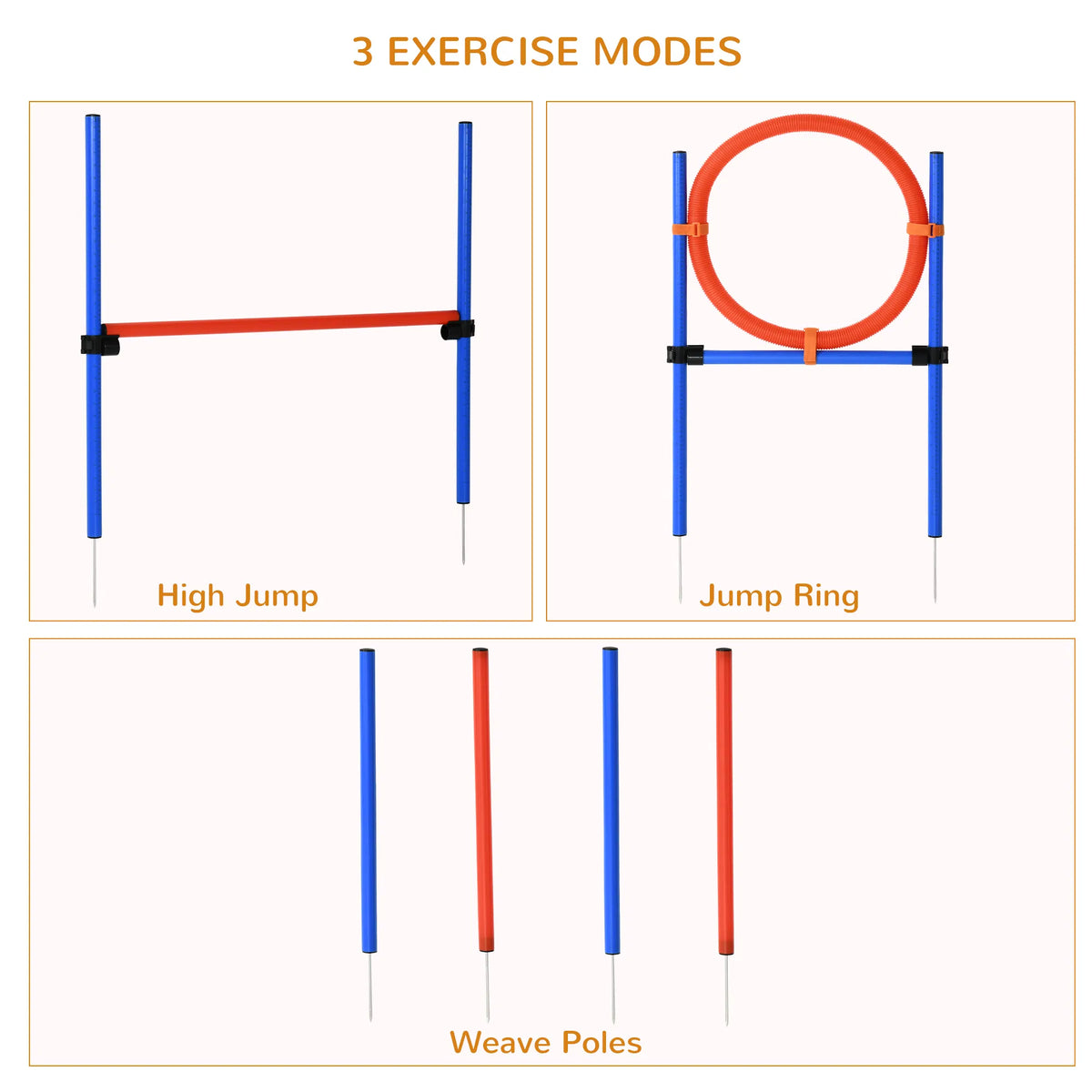 Dog Pet Agility Training Kit High Jump Weave Pole Ring Obedience