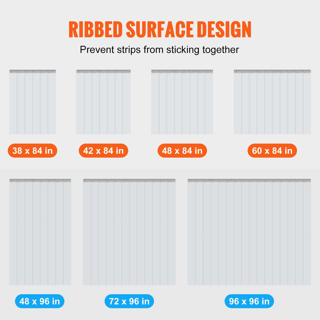 Strip Curtain, 84' Height X 38' Width, 0.08' Thickness, 6PCS Clear PVC