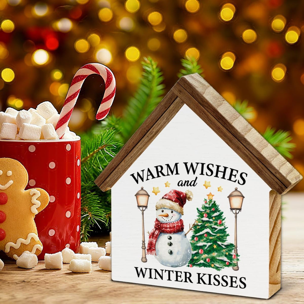 Winter Christmas Home Decor, Snowman Warm Wishes Winter Kisses House