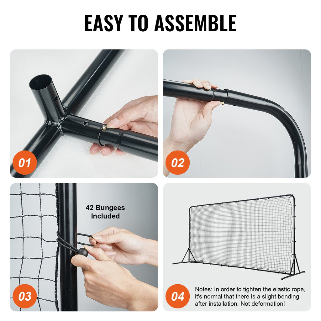 Soccer Rebounder Net, 12x6FT Iron Soccer Training Equipment, Sports