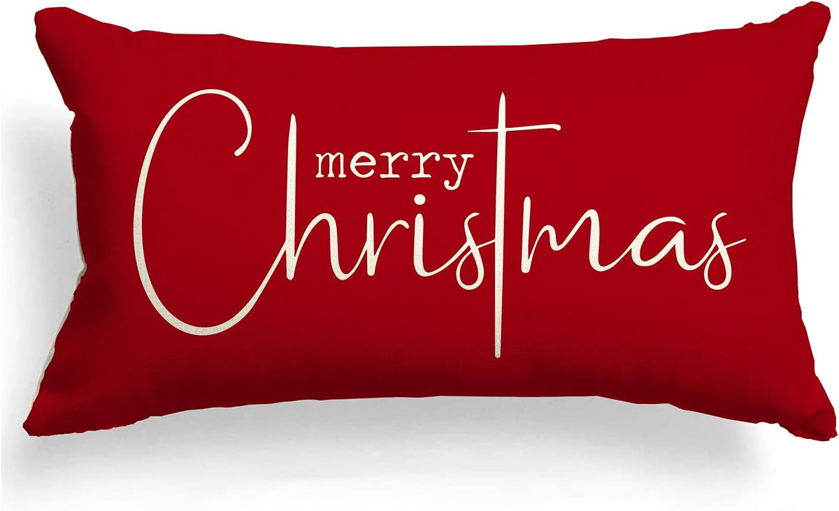 Christmas Pillow Cover, Merry Christmas Decorative Throw Pillow Case
