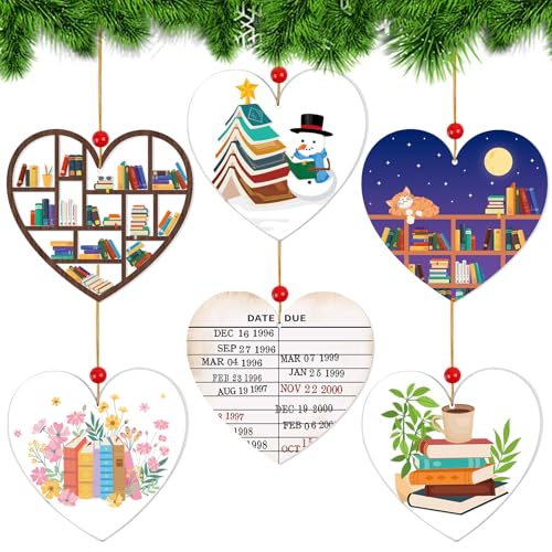 6 Pcs Bookshelf Ornaments, Book Lover Ornaments Aryclic Book Christmas